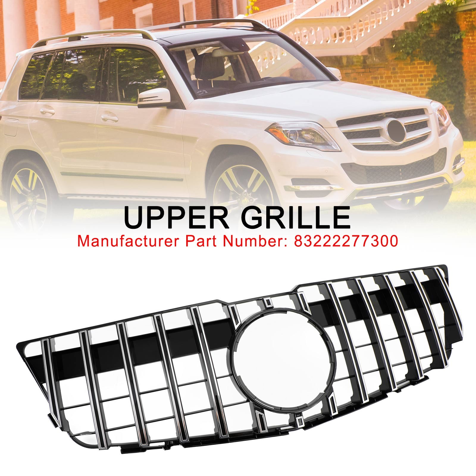 Front Bumper Upper Grill Grille Fit Mercedes-Benz GLK X204 2008-2012 GT Style.