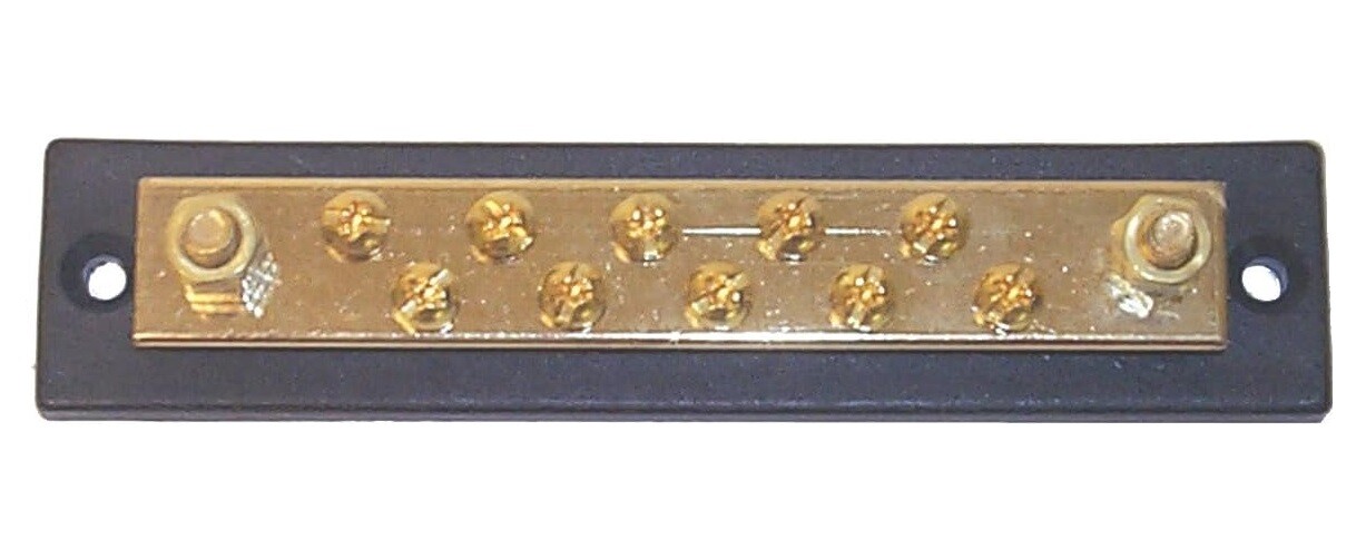 Sierra FS40750 Heavy Duty 150 Amp 10-Gang 8-32 Screw Terminal Brass Buss Bar