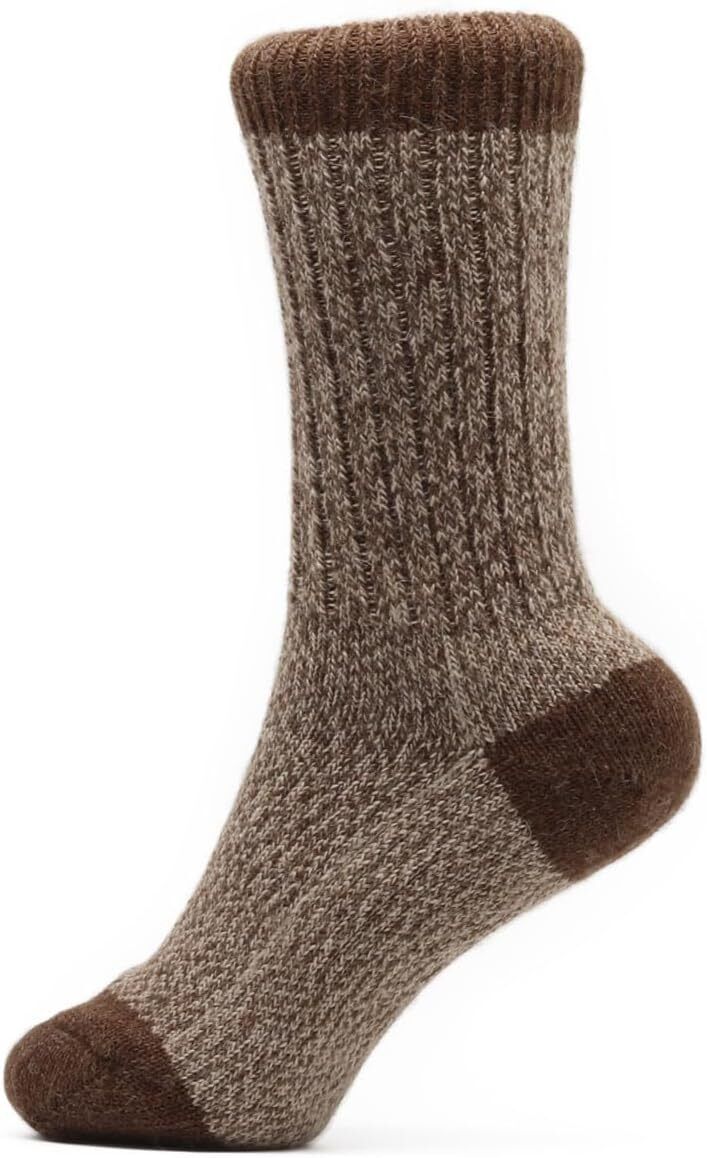 Nootkas Alpaca Wool Crew Sock Large, Brown 