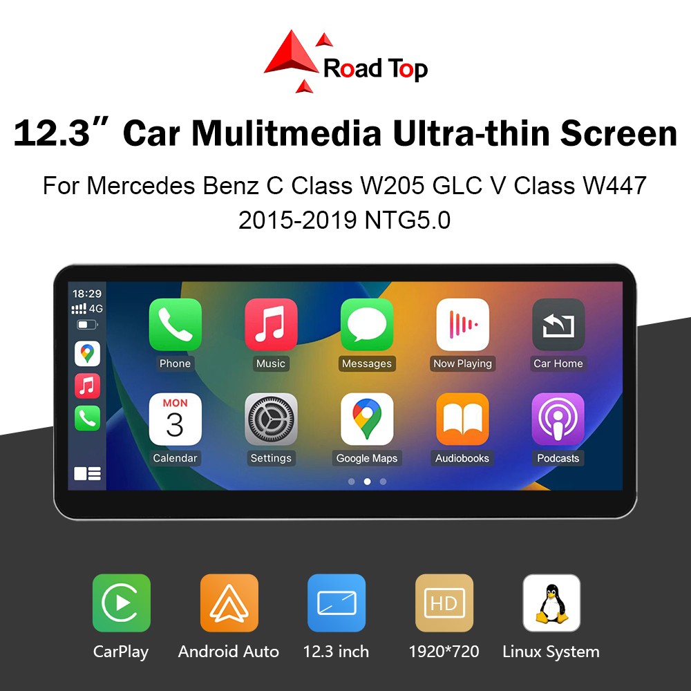 Ultra-thin 12.3'' Wireless Carplay Multimedia For Benz C W205 GLC X253 W447 NTG5