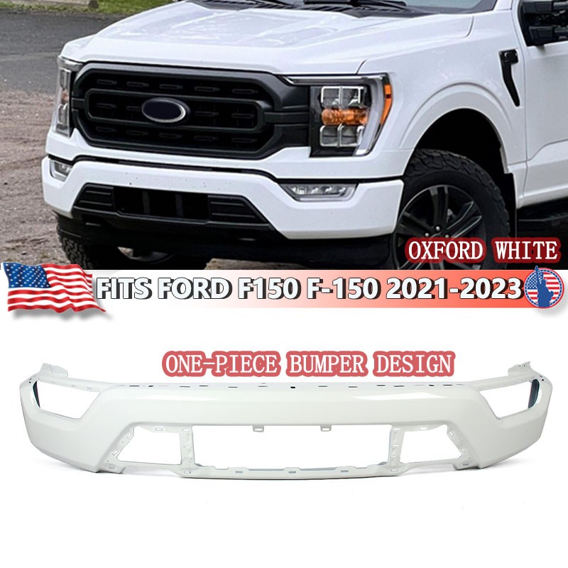 For 2021-23 Ford F150 Front Bumper Face Bar Steel W/O Sensor Holes Oxford White