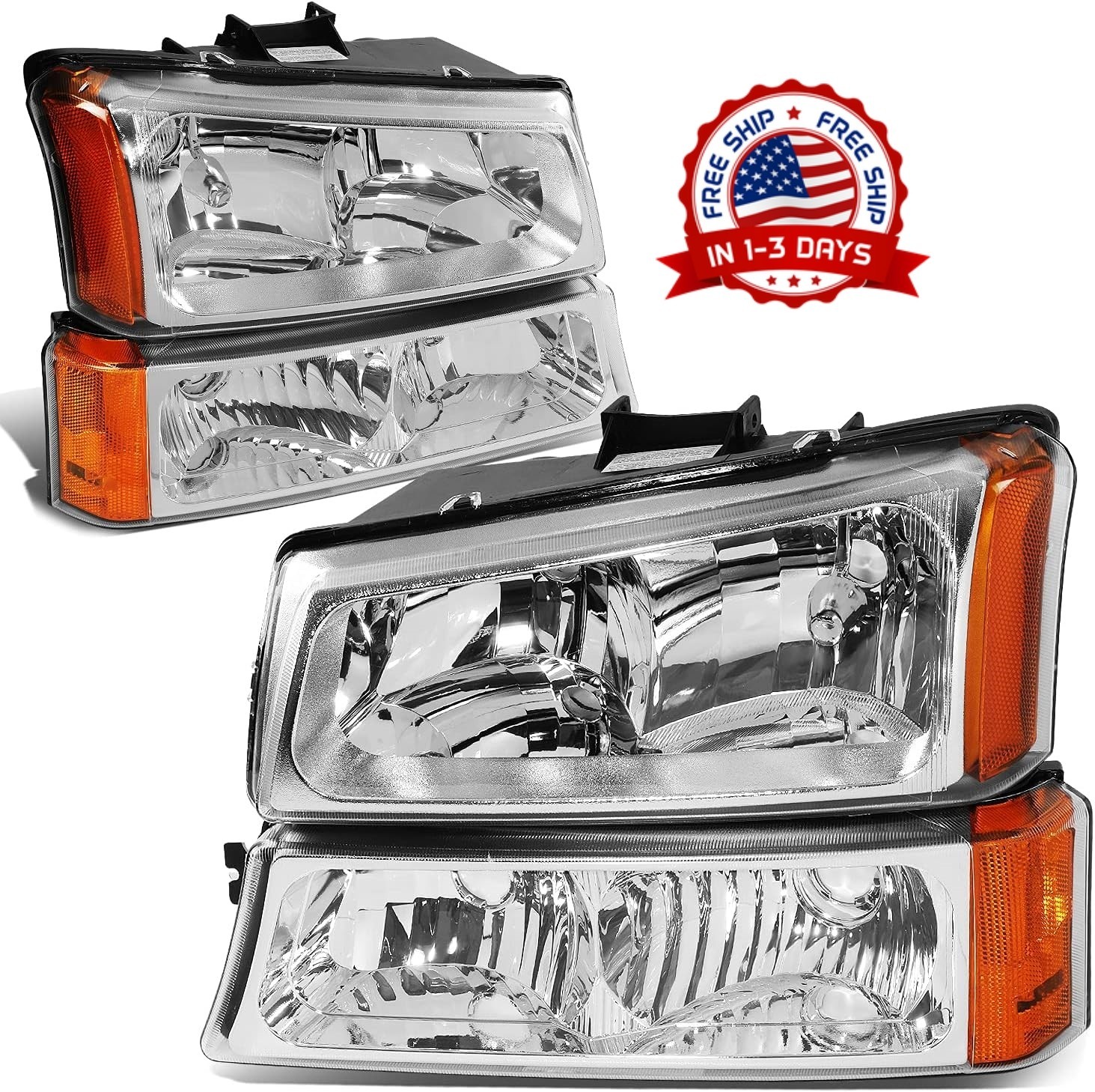 Juego De 2 Faros Delanteros Para 2003-2006 Chevy Silverado Carcasa Cromo NUEVO Juego De 2 Faros Delanteros Para 2003-2006 Chevy Silverado Carcasa Cromo NUEVO