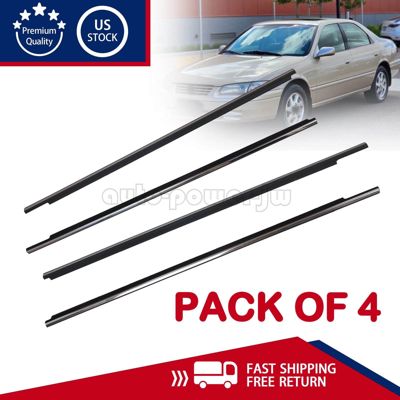 4PCS Car Weatherstrip Window Seal For Toyota Camry 1997-2001 7572033040