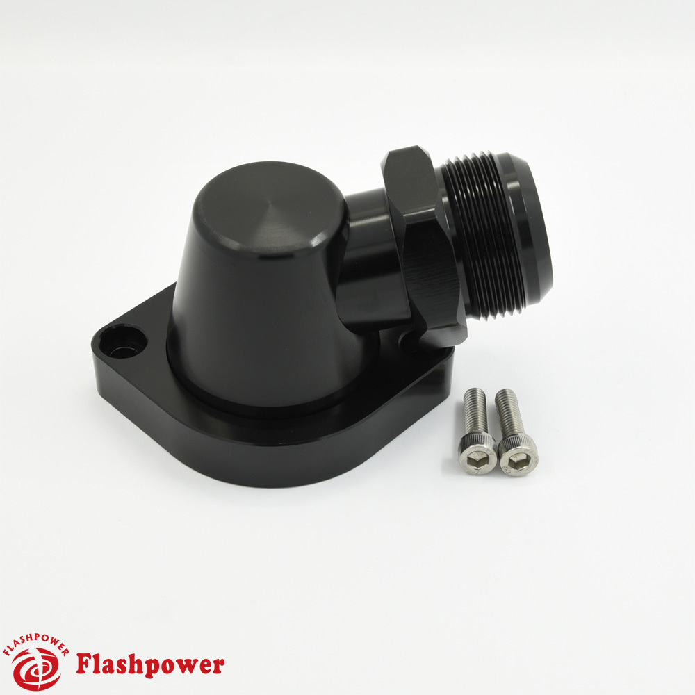 Billet Swivel Thermostat Housings Water Neck 90 20AN LS Engine Black