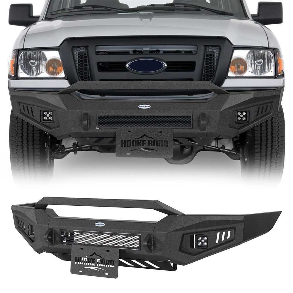 Fit 1998-2011 Ford Ranger Offroad Steel Front Bumper w/ Skid Plate & Led Lights