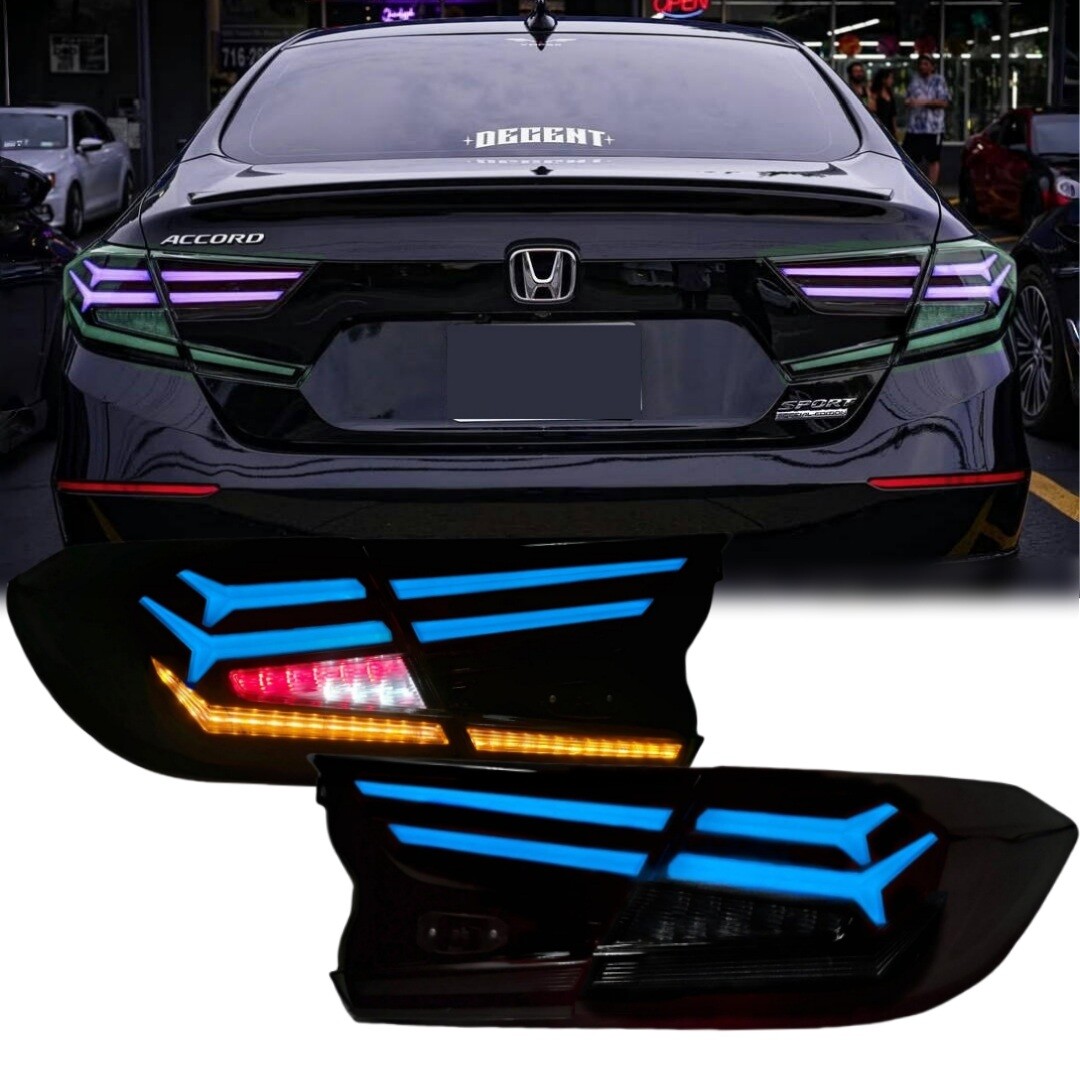 Smoked RGB LED Tail Lights for 2018-2022 Honda Accord Sedan 10th Gen Rear Lights