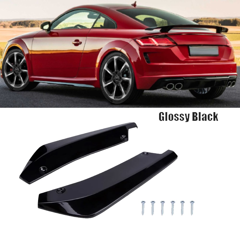 BLK For Audi TTS TT Rear Bumper Lip Splitter Diffuser Canard Spoiler BLK For Audi TTS TT Rear Bumper Lip Splitter Diffuser Canard Spoiler