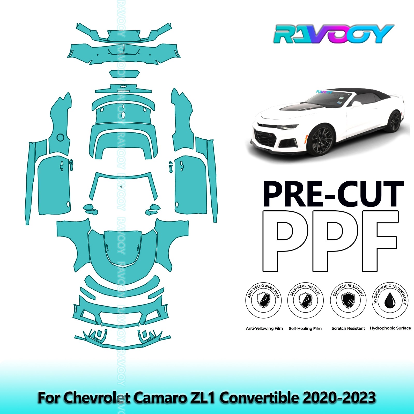 PreCut Paint Protection Film PPF For Chevrolet Camaro ZL1 Convertible 2020-2023