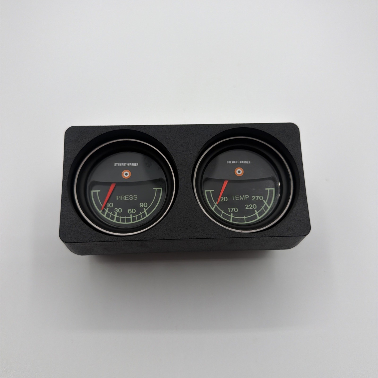 NOS Vintage Stewart Warner 2-Gauge Set Under Dash Panel 828108 Oil Temp USA