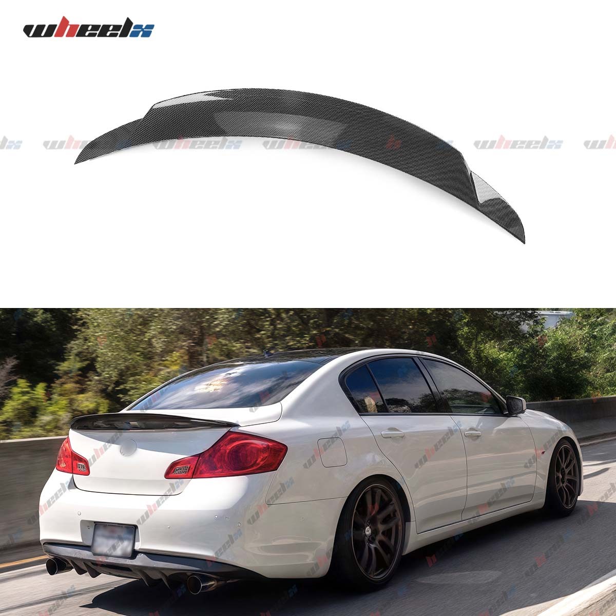 WheelX HighKick Carbon Fiber Trunk Spoiler Wing For 09-13 Infiniti G25 G37 G35
