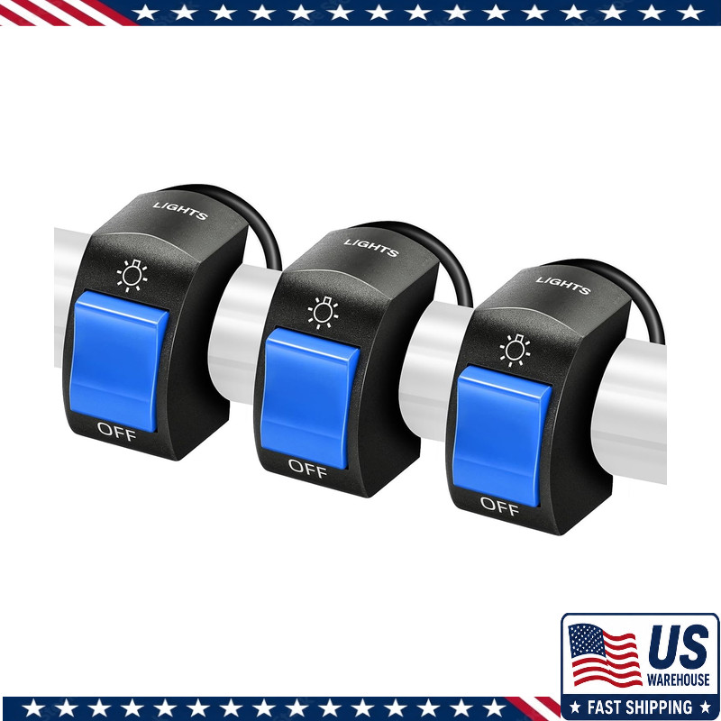 Motorcycle Headlight Switch Handlebar Toggle, 3 Pieces, Blue, StandarColor: Blue