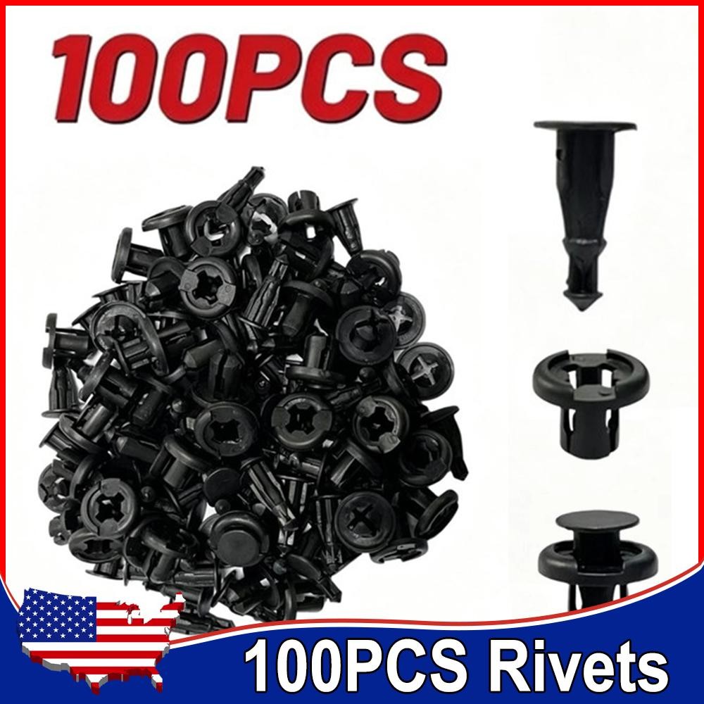 100x-10mm Bumper Clips Hood Fender Push Rivets Retainer Fasteners For Honda NEW