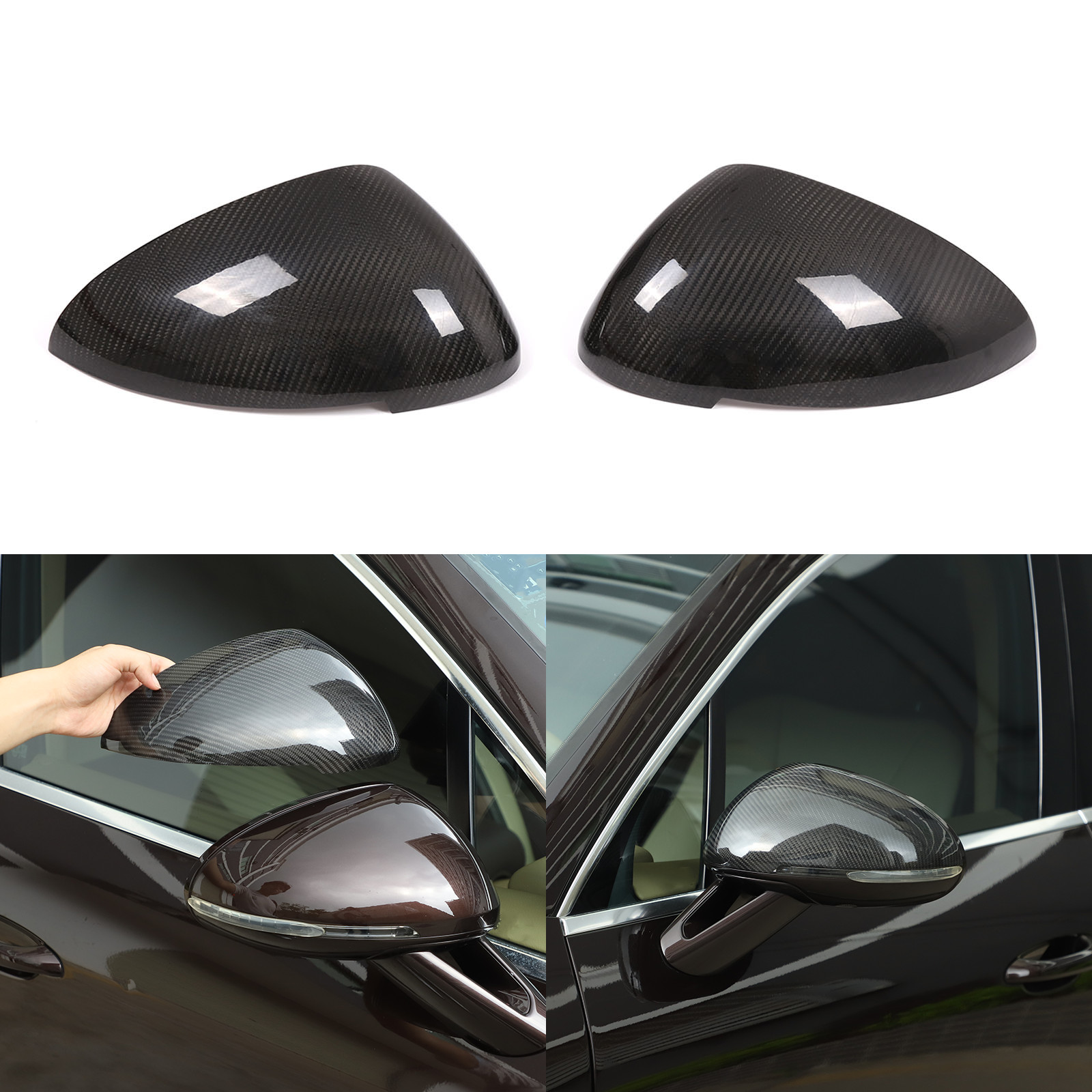 2pcs Real Carbon Fiber Rear View Mirror Cover Trim For Porsche Macan 2014-2022