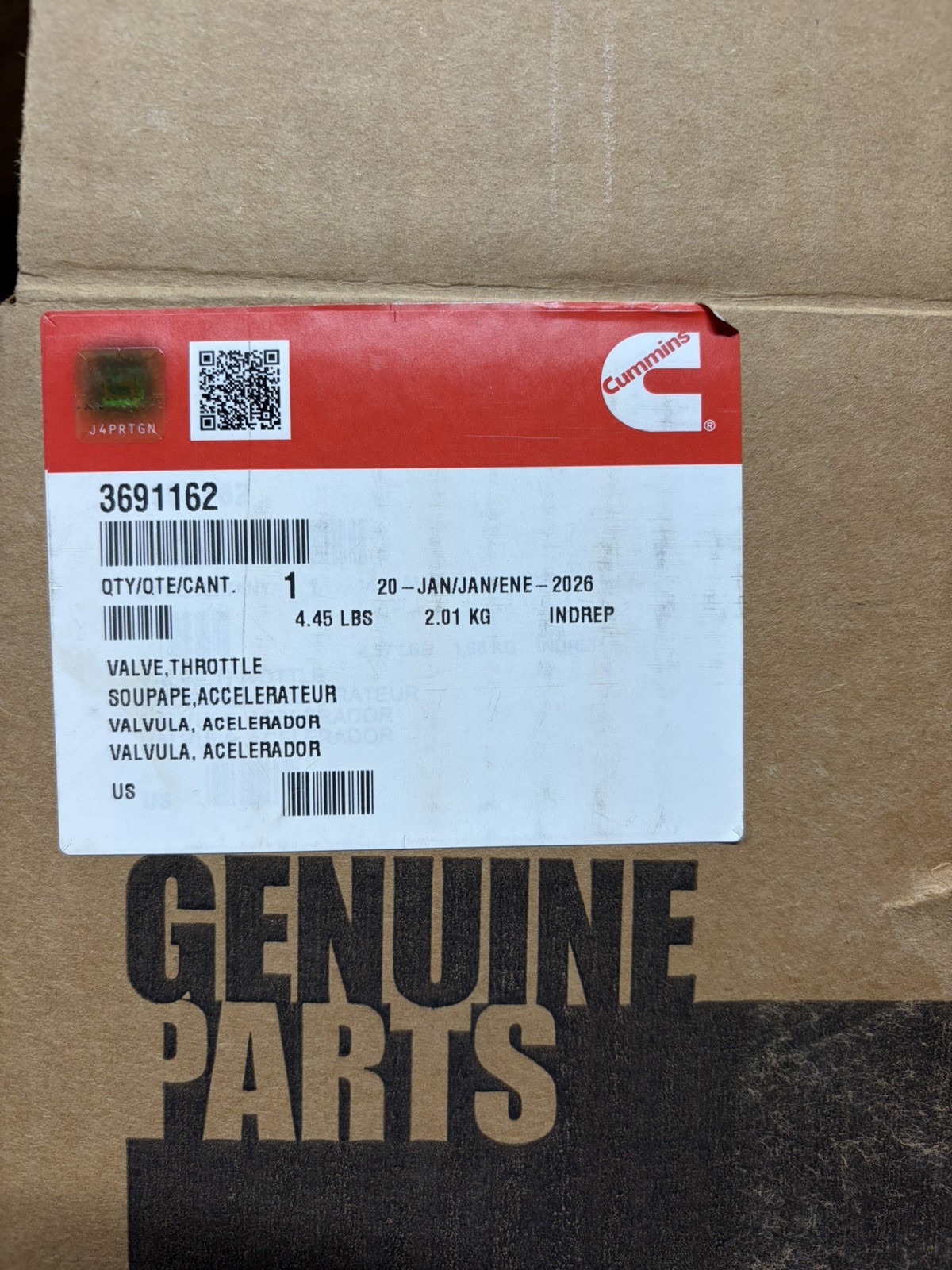 3691162 3691162CUM Genuine Cummins ISX QSX Throttle Valve OEM for parts