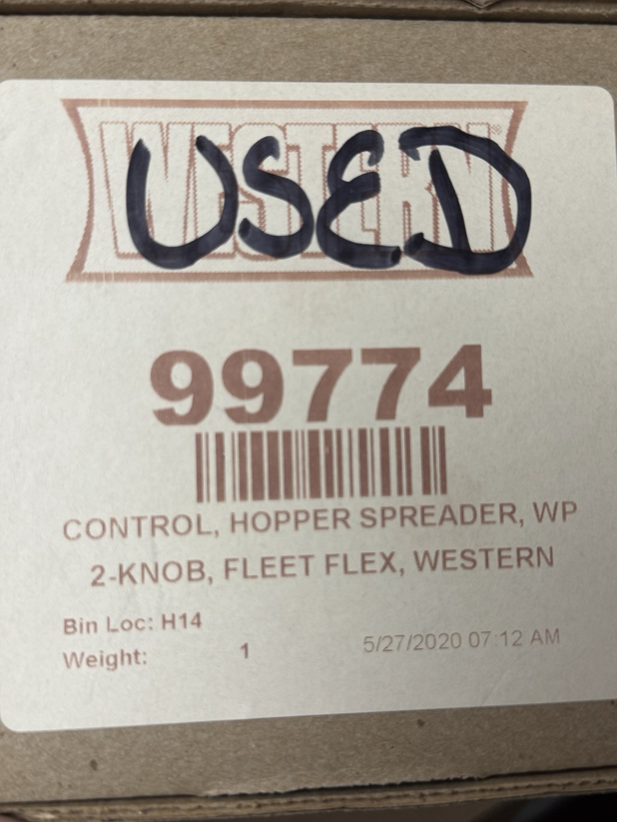 Western #99774 Control, Hopper Spreader Western #99774 Control, Hopper Spreader