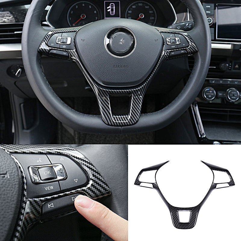 For Volkswagen Passat 2016-2019 Carbon Fiber internal Steering Wheel Cover Trim