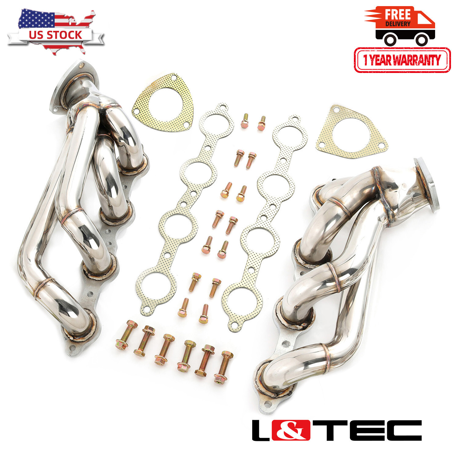 L&TEC Shorty Headers for Chevy GMC 03-06 Silverado Sierra 1500HD 2500HD 6.0L V8