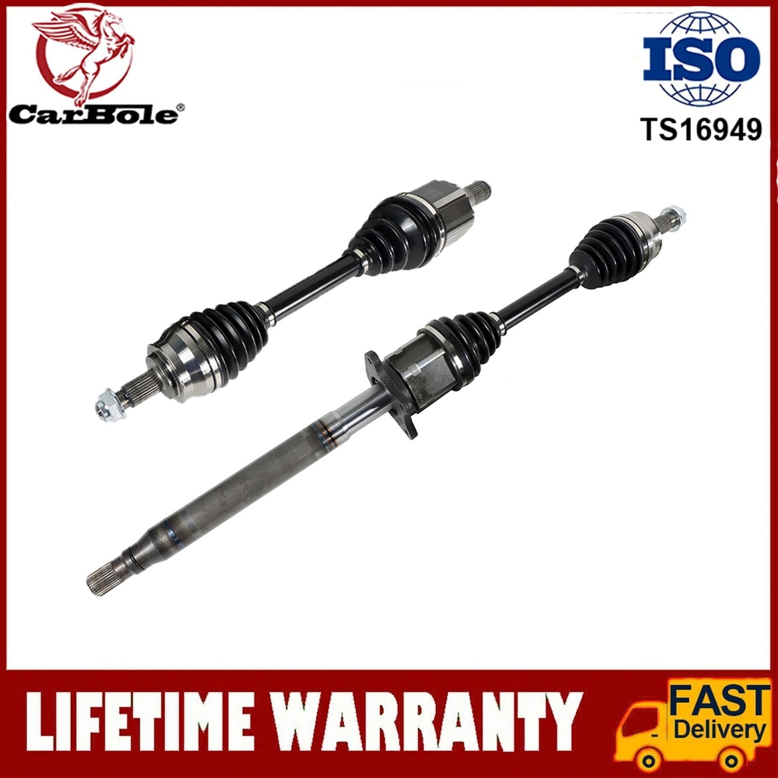 CV Axle Shaft Front Left & Right Set for 2015-17 Chrysler 200 2.4L 2 Piece Shaft