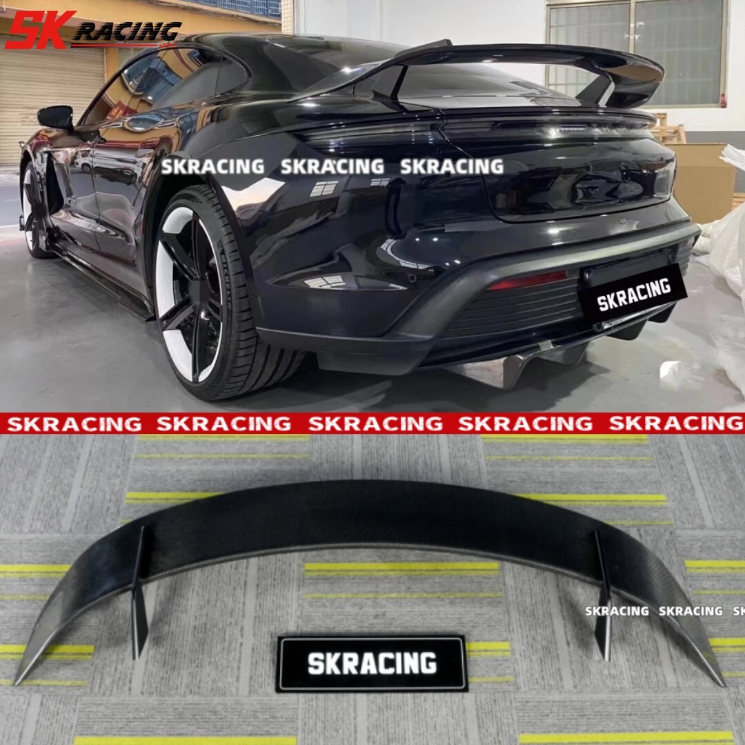 Real Carbon Fiber Rear GT Body Kit Spoiler Wing For Porsche Taycan 2020-2024