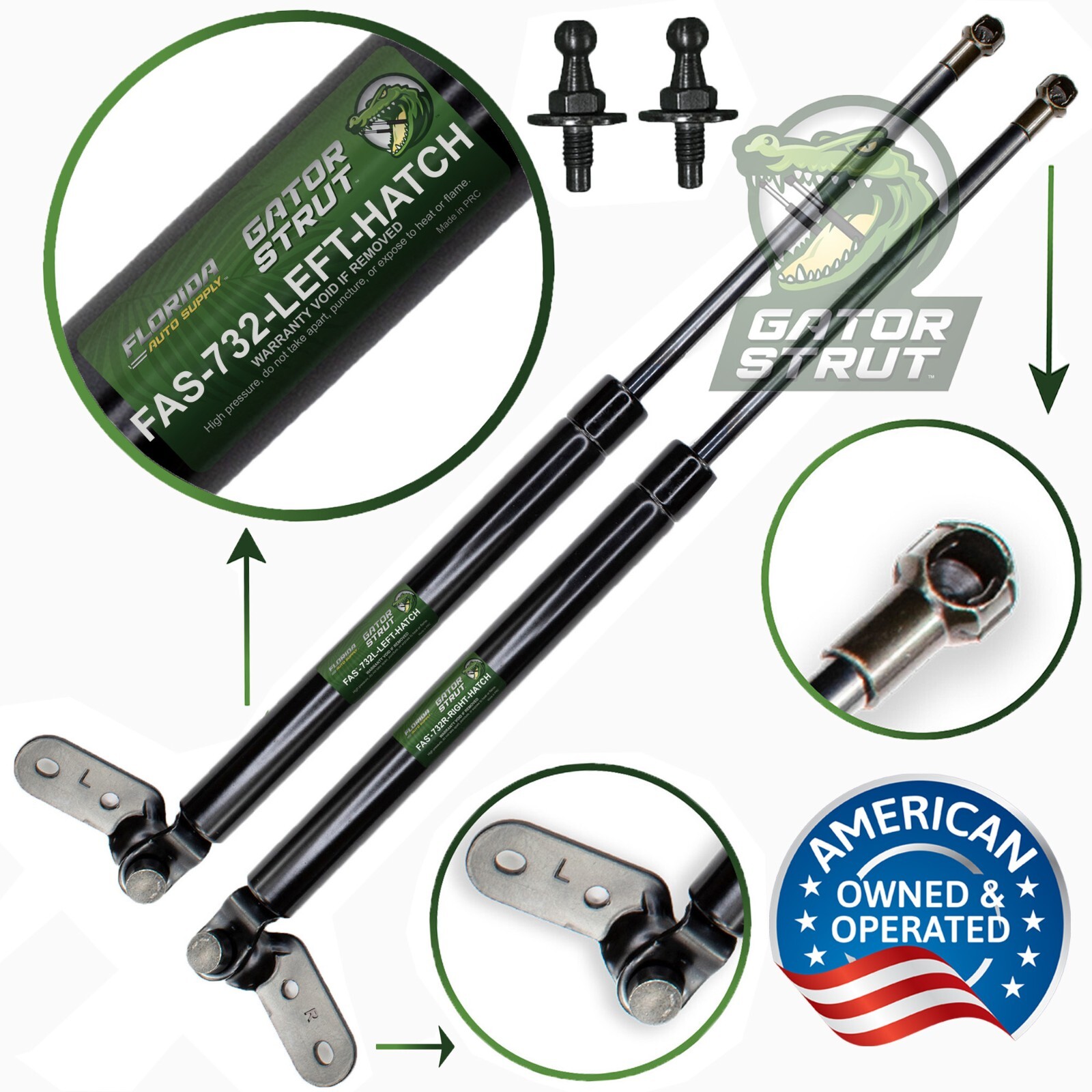 Two Rear Hatch Liftgate Lift Supports FAS-732-L-R-2 Fits 1995-2002 Kia Sportage