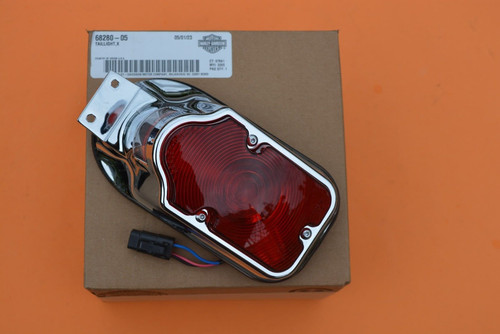 Genuine OEM Harley-Davidson Softail Tombstone Rear Chrome Tail Light