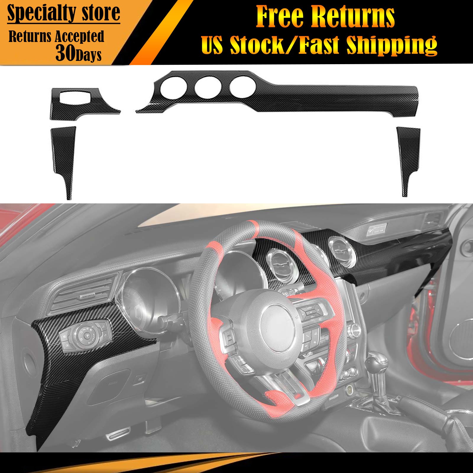 Bisel embellecedor panel tablero consola For Ford Mustang 2015+ GT Base Shelby
