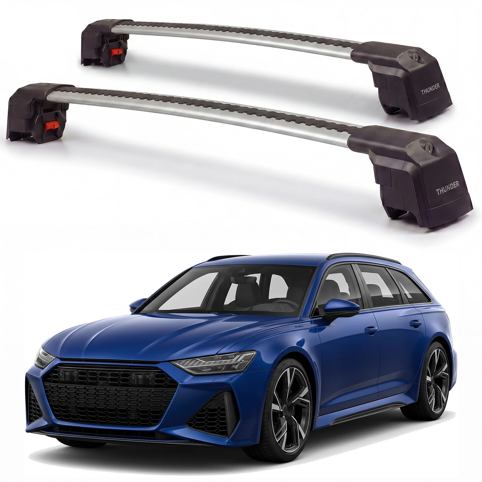 Roof Rack Cross Bars for Audi RS6 Avant C8 2021-2026 Aluminum Lockable Silver