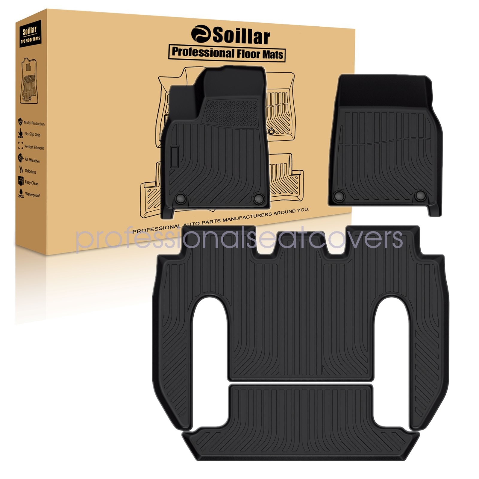 TPE Fits 2022-2025 Tesla Model X 6-Seats Floor Mats Liners Full Set All Weather
