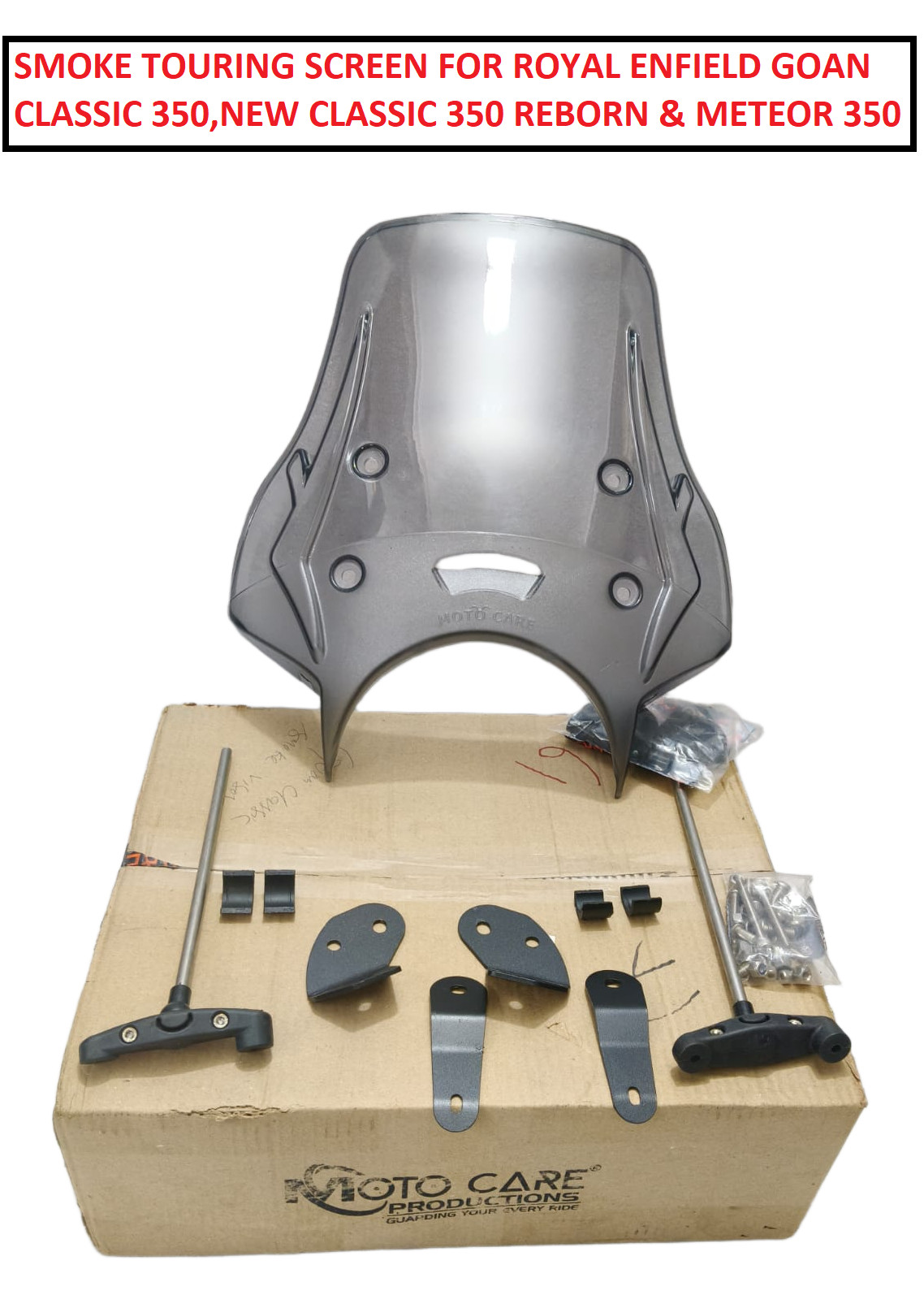 SMOKE TOURING SCREEN FIT FOR RE GOAN CLASSIC,NEW CLASSIC 350 REBORN,METEOR 350 SMOKE TOURING SCREEN FIT FOR RE GOAN CLASSIC,NEW CLASSIC 350 REBORN,METEOR 350