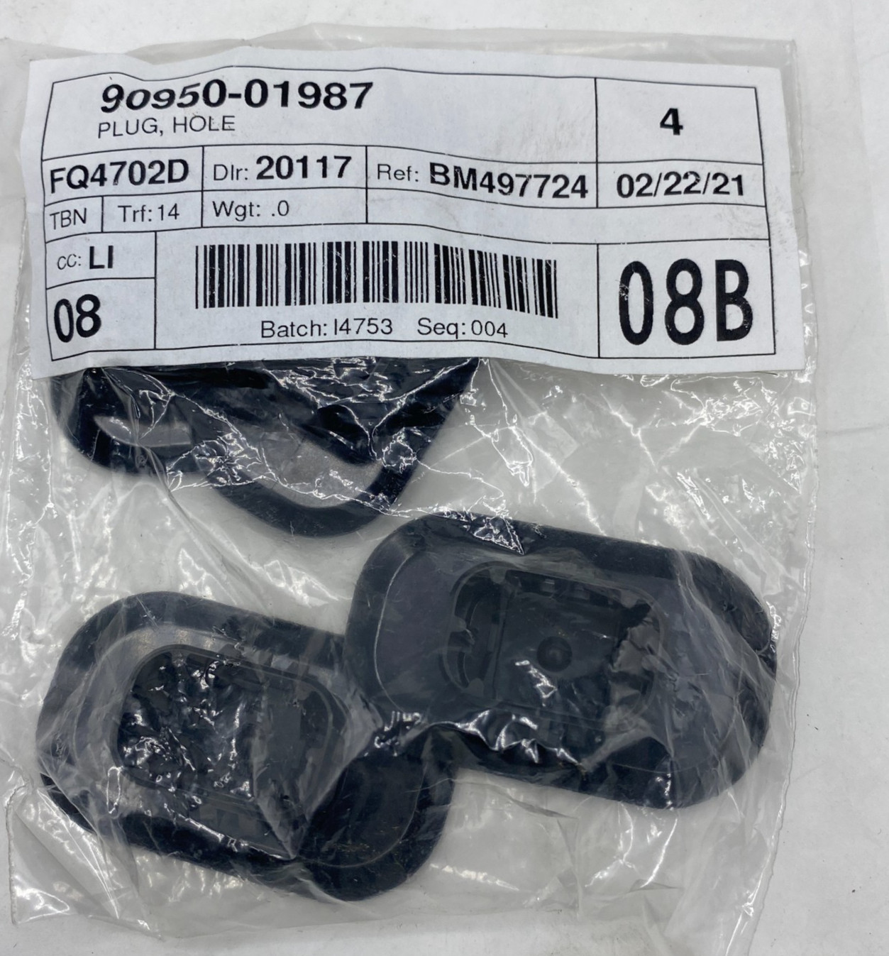 QTY:4 Toyota 90950-01987 Hole Plug 2005-2024 Toyota 9095001987