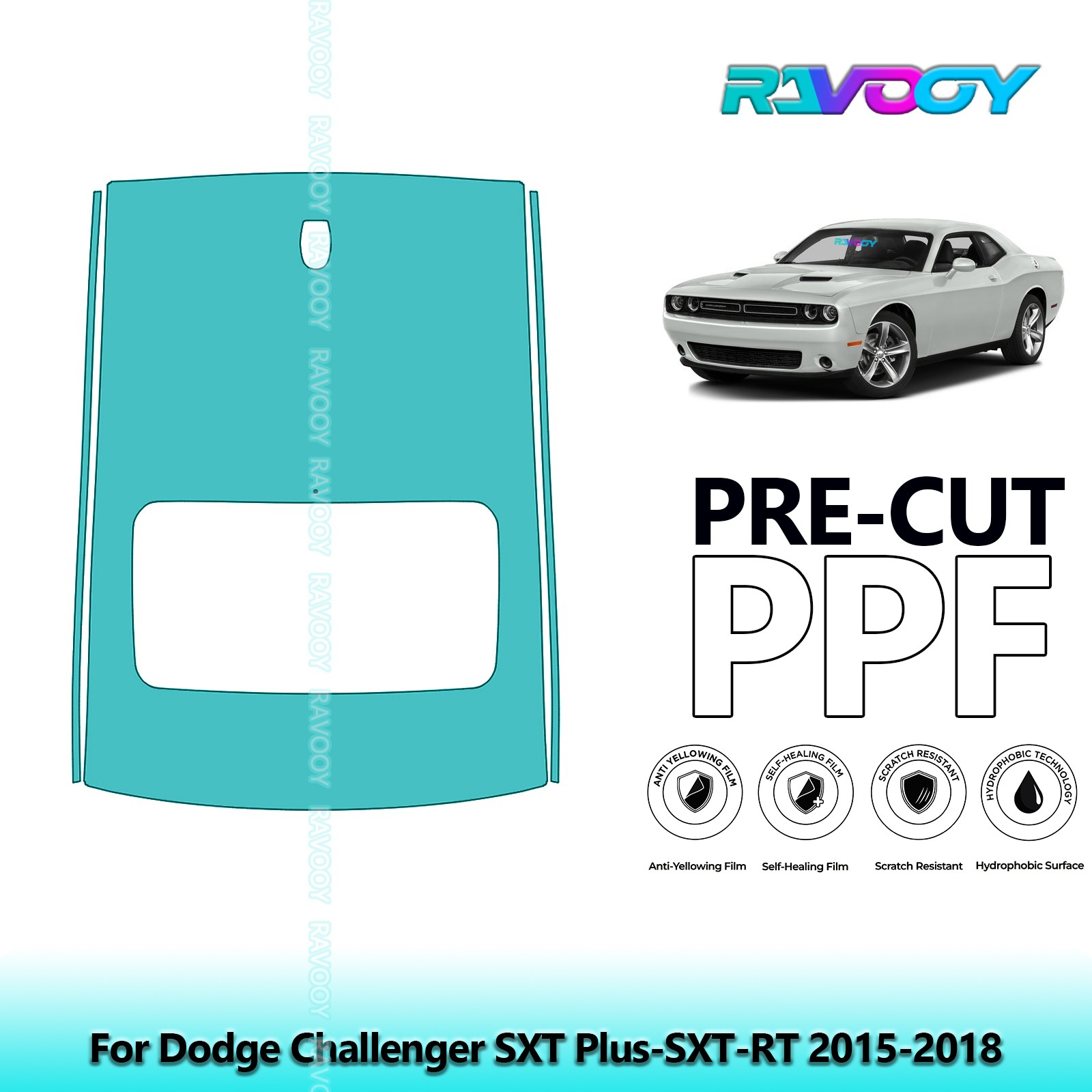 PreCut Paint Protection PPF Kit For Dodge Challenger SXT Plus-SXT-RT 2015-2018