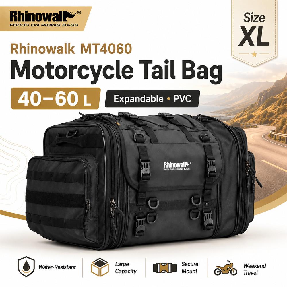 Rhinowalk Motorcycle Rear Seat Tail Bag 60L Travel Luggage