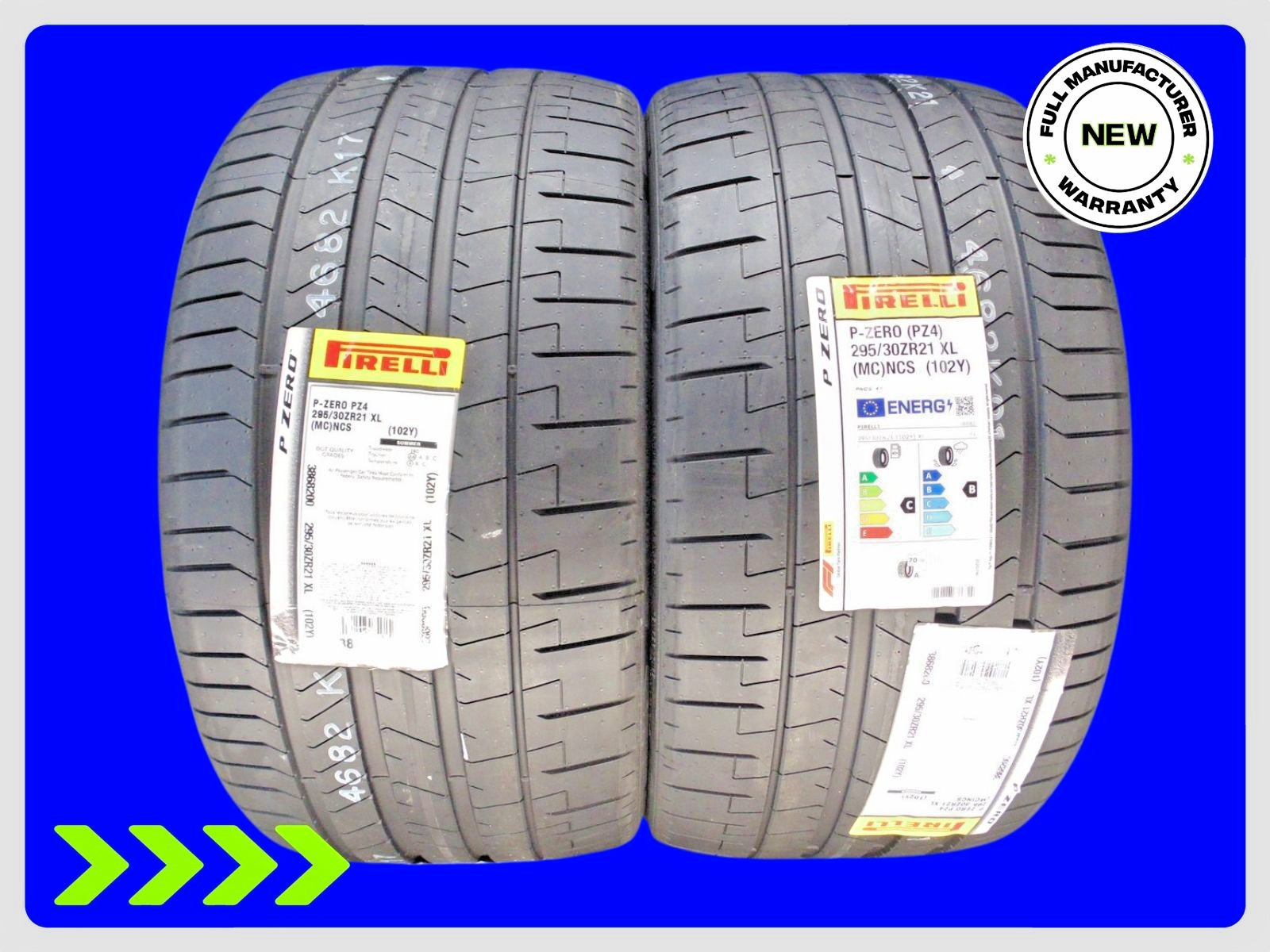 2 BRAND NEW PIRELLI P ZERO TM PZ4 MC PNCS XL 295/30ZR21 TIRES  - 2953021 102Y