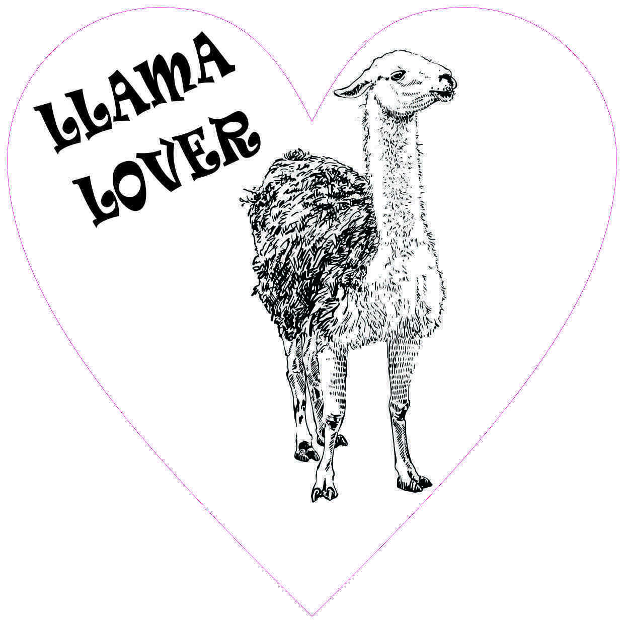 4x4 Heart Llama Lover Sticker Vinyl Animal Cup Tumbler Car Bumper Window Decal