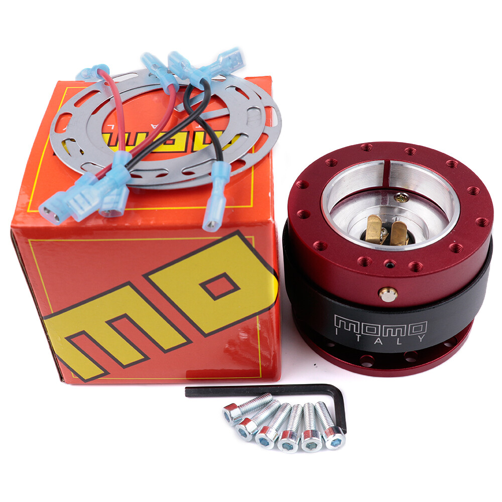 MOMO Quick Release Steering Wheel Hub Adapter Snap Off Boss Kit Universal RED