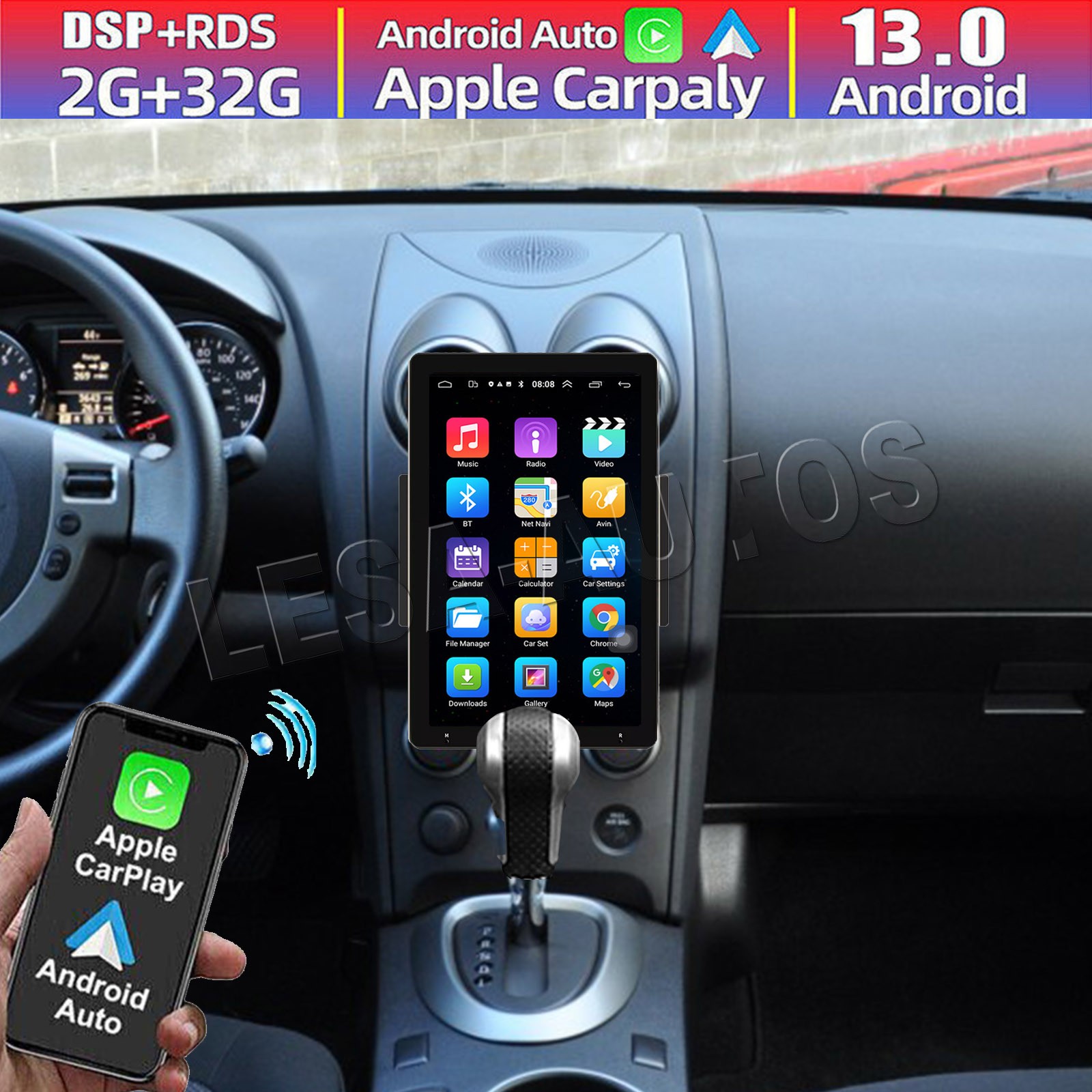 10'' Rotatable Car Radio Stereo For Nissan Rogue 2008-2011 Android13 GPS Carplay