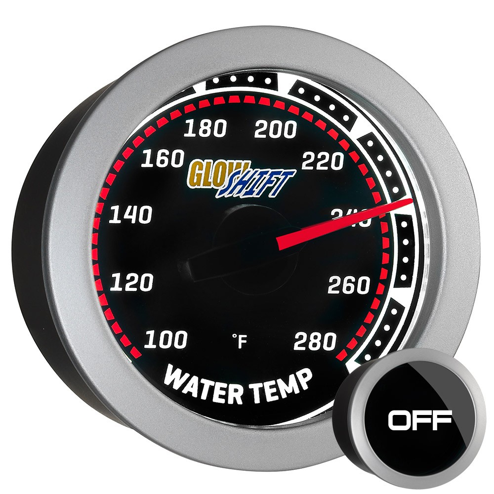 GlowShift Water Coolant Temp Gauge Kit w/ Sensor Sending Unit, Tinted Series