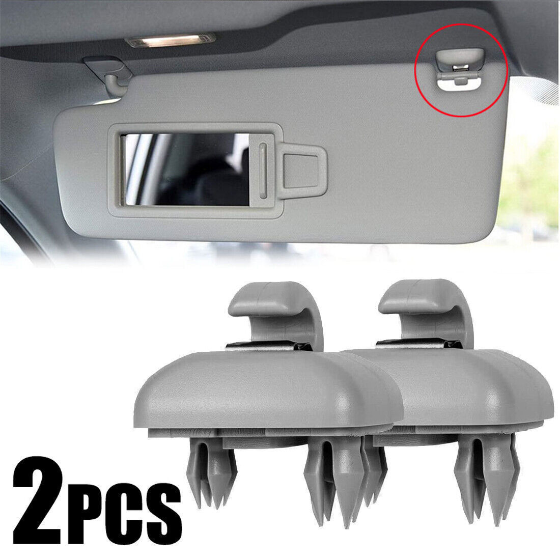2X Sun Visor Gray Clip Holder Hook for Audi A3 S3 A4 S4 A5 S5 Q3 Q5 8U0857562A