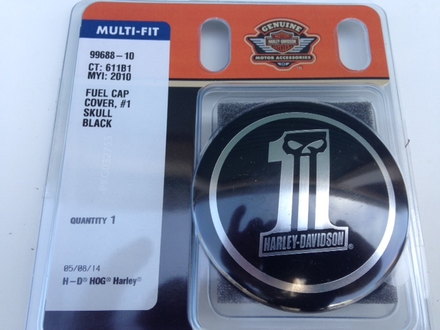 HARLEY NEW OEM Black Number One Skull Collection Fuel Cap Medallion