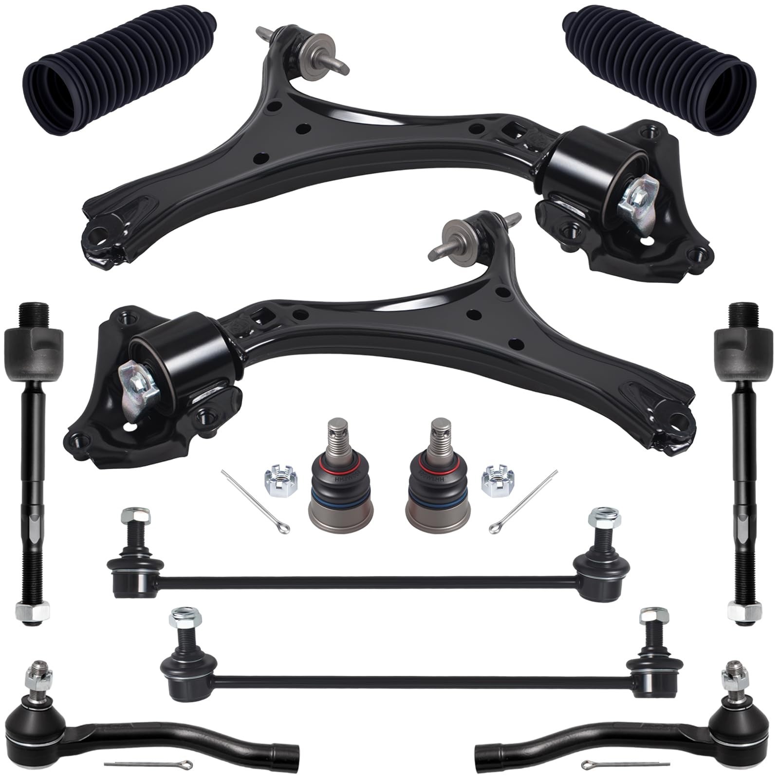 12pc Front Suspension Kit for Honda Accord/Acura TLX Control Arms Tie Rods 12pc Front Suspension Kit for Honda Accord/Acura TLX Control Arms Tie Rods