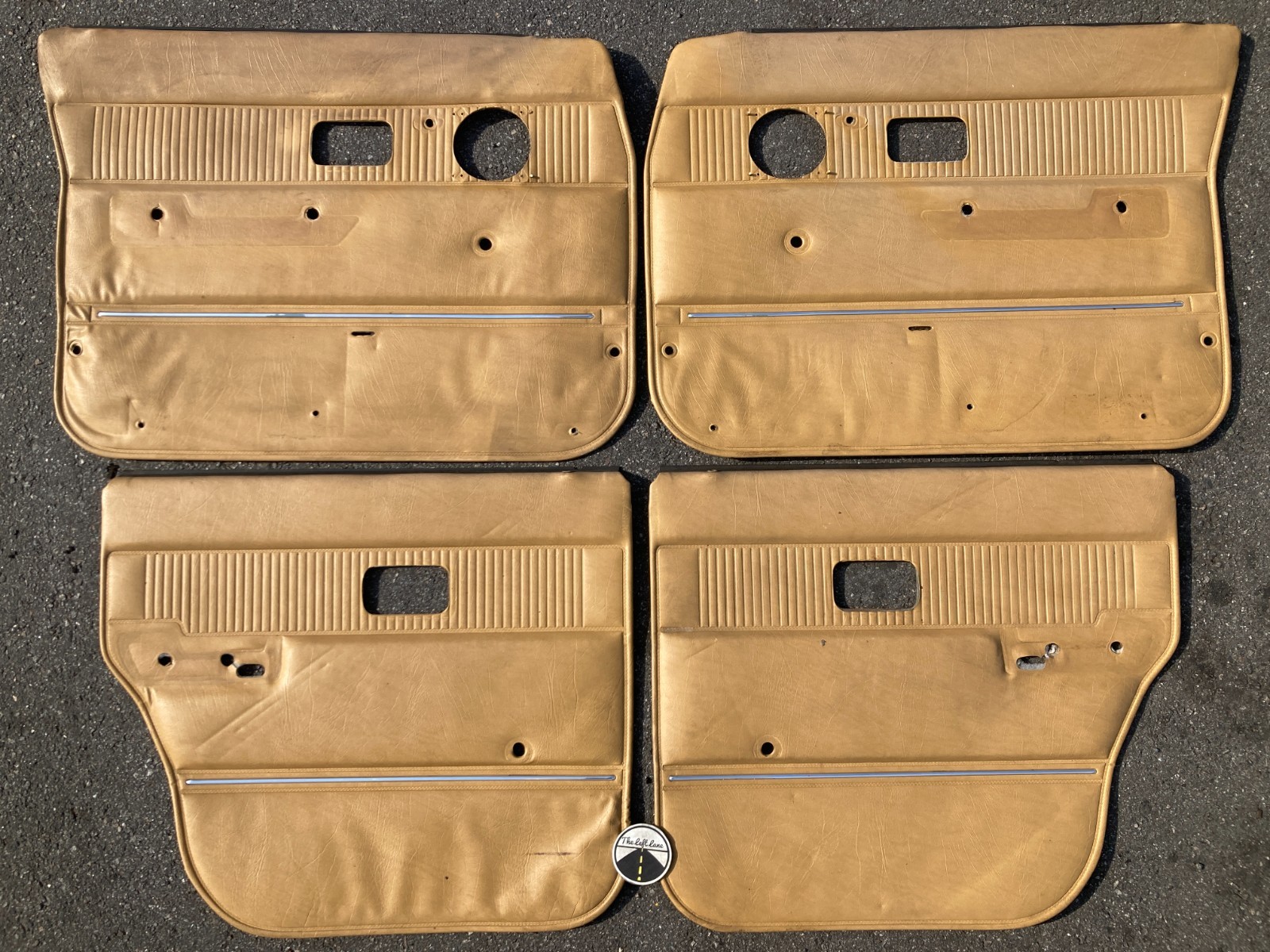 86-93 Volvo 240 244 Tan Leather Beige 4x Door Card Panel Lot Manual Window OEM