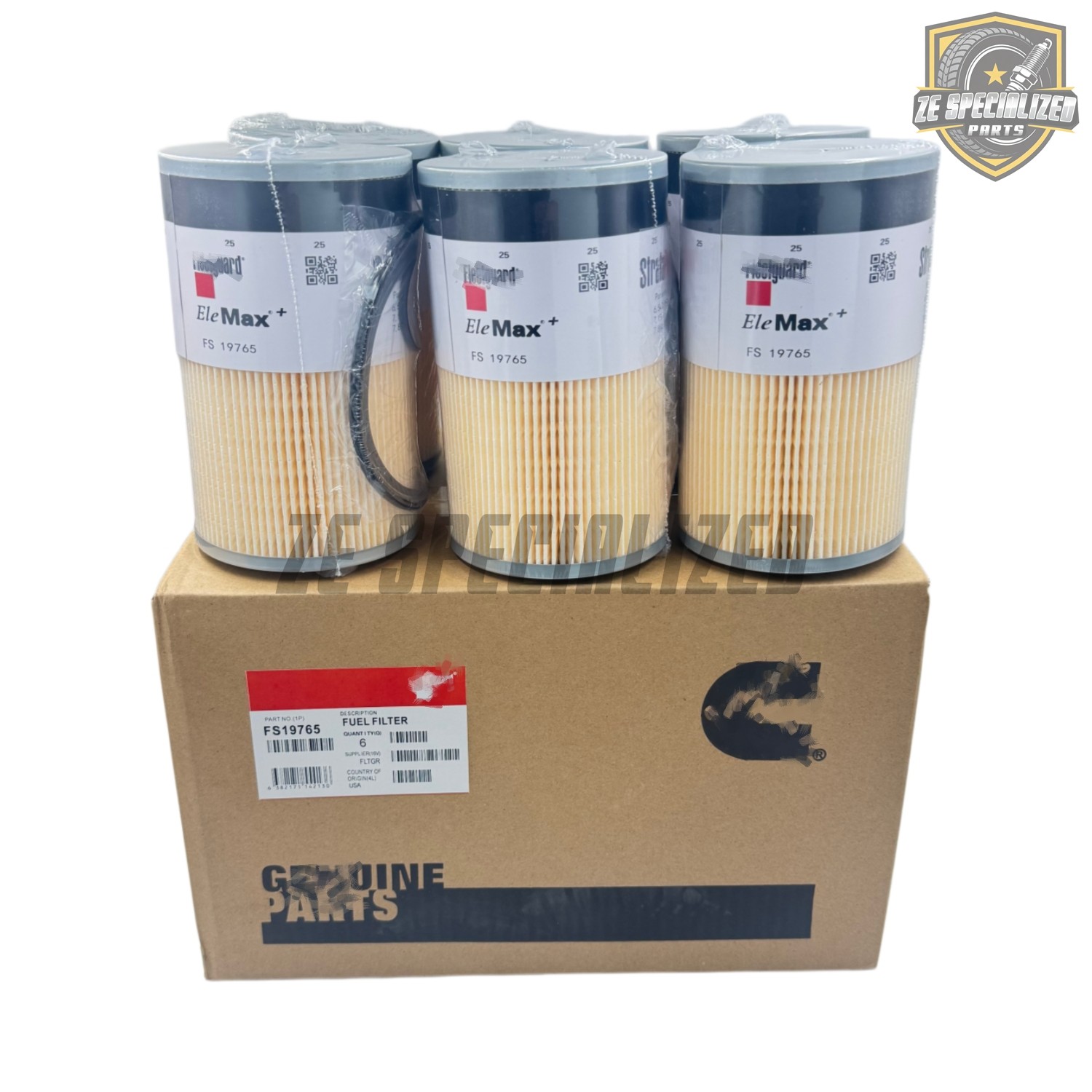 6PCS FS19765 Fleetguard Fuel/Water Separator Fits Cummins 