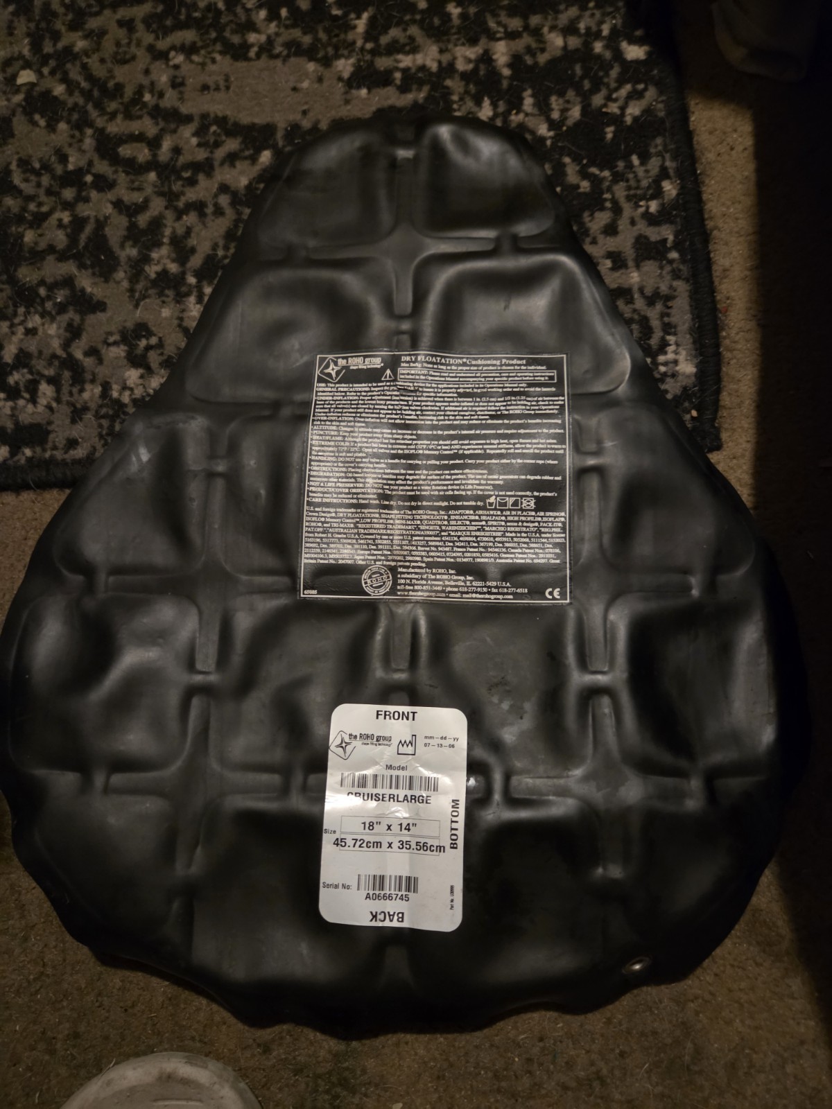 Vintage AIRHAWK Cruiser Large Motorcycle Seat Air Cushion Bladder (18\