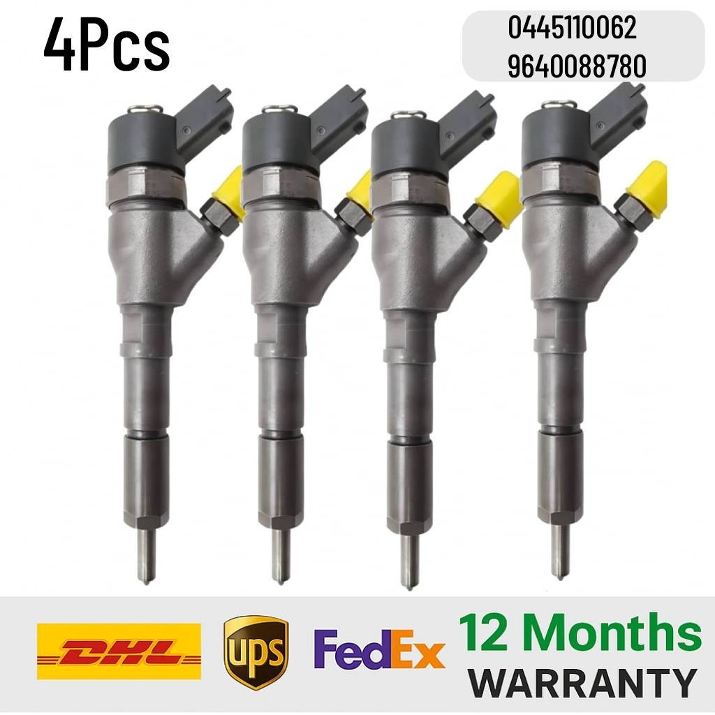 4X 0445110062 9640088780 Injector for Citroën C5 Peugeot 307 Fiat Scudo 2.0 HDi