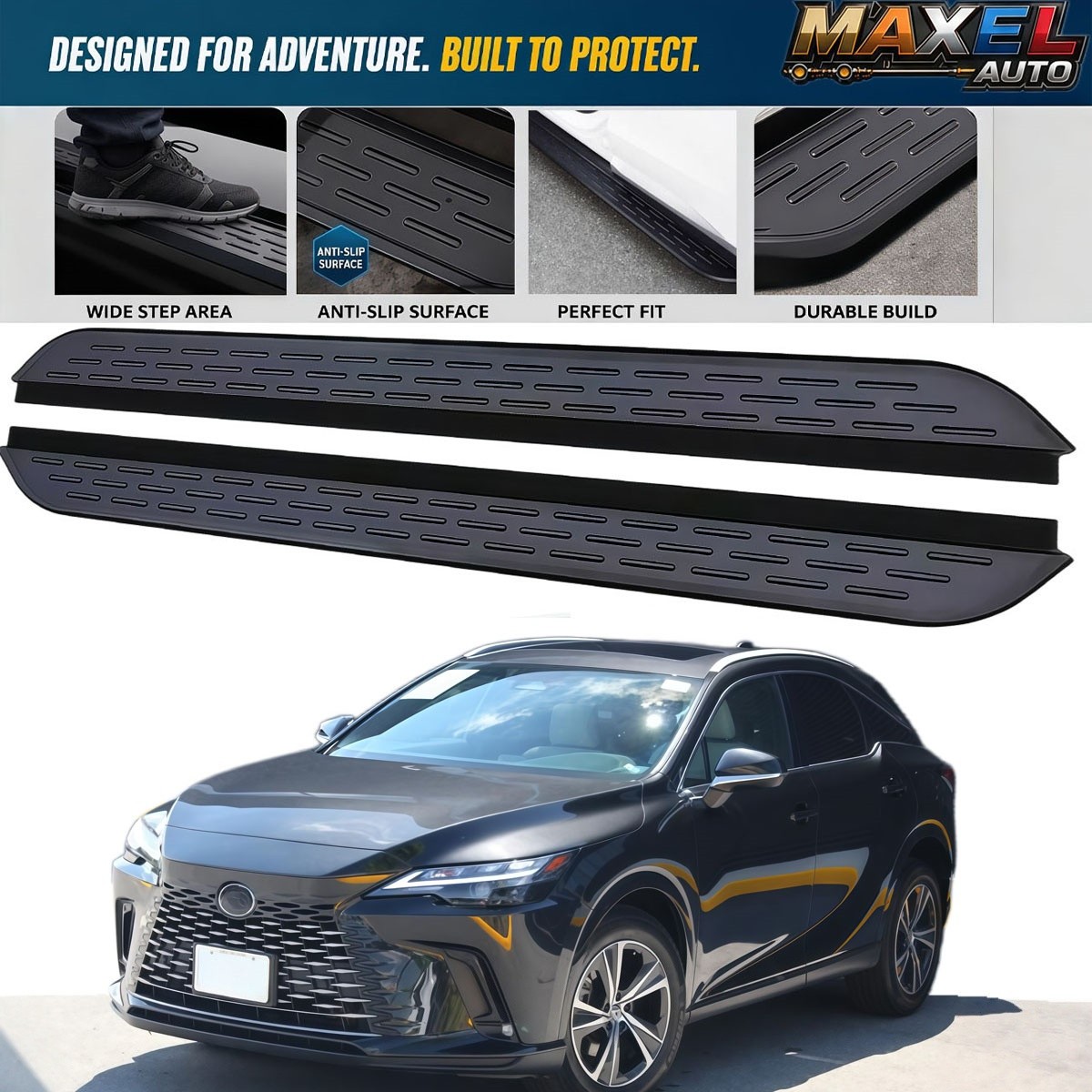 2PC Alu Running Boards Side Steps Fits for Lexus RX RX350 RX450h 2023-2026