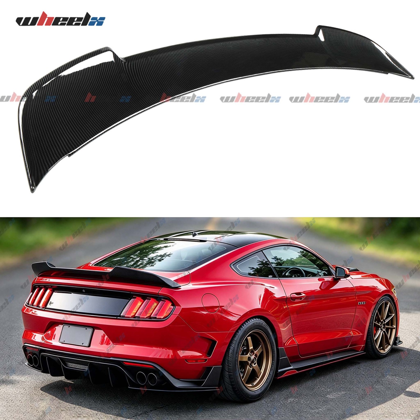 CARBON FIBER MD STYLE HIGHKICK TRUNK SPOILER WING FOR 2015-2023 FORD MUSTANG GT