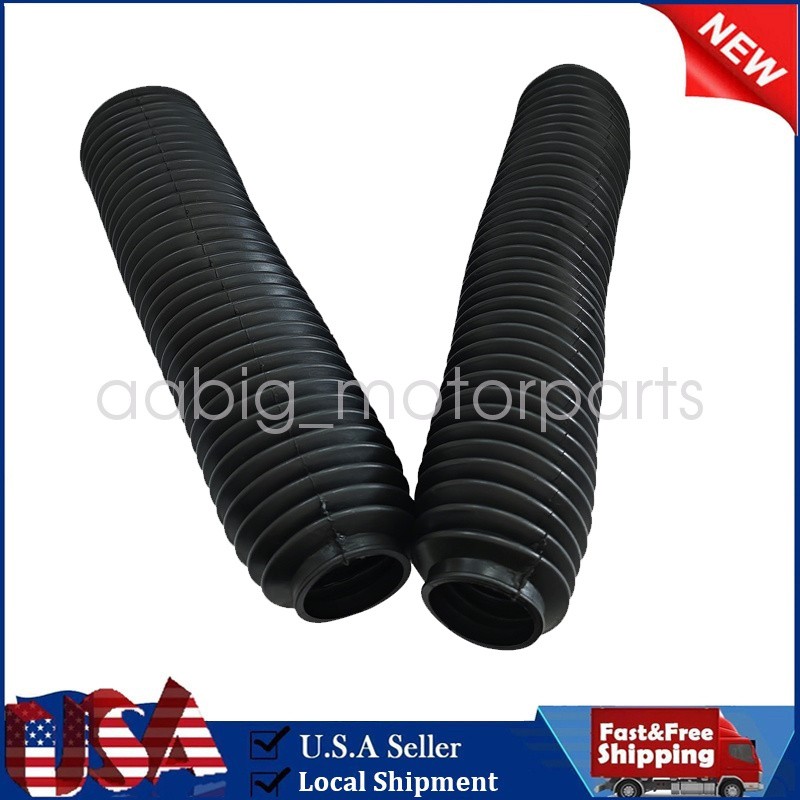 2PCS Motorcycle Front Fork Dust Cover Gaiter Gaitors Boots Shock Absorber-Black