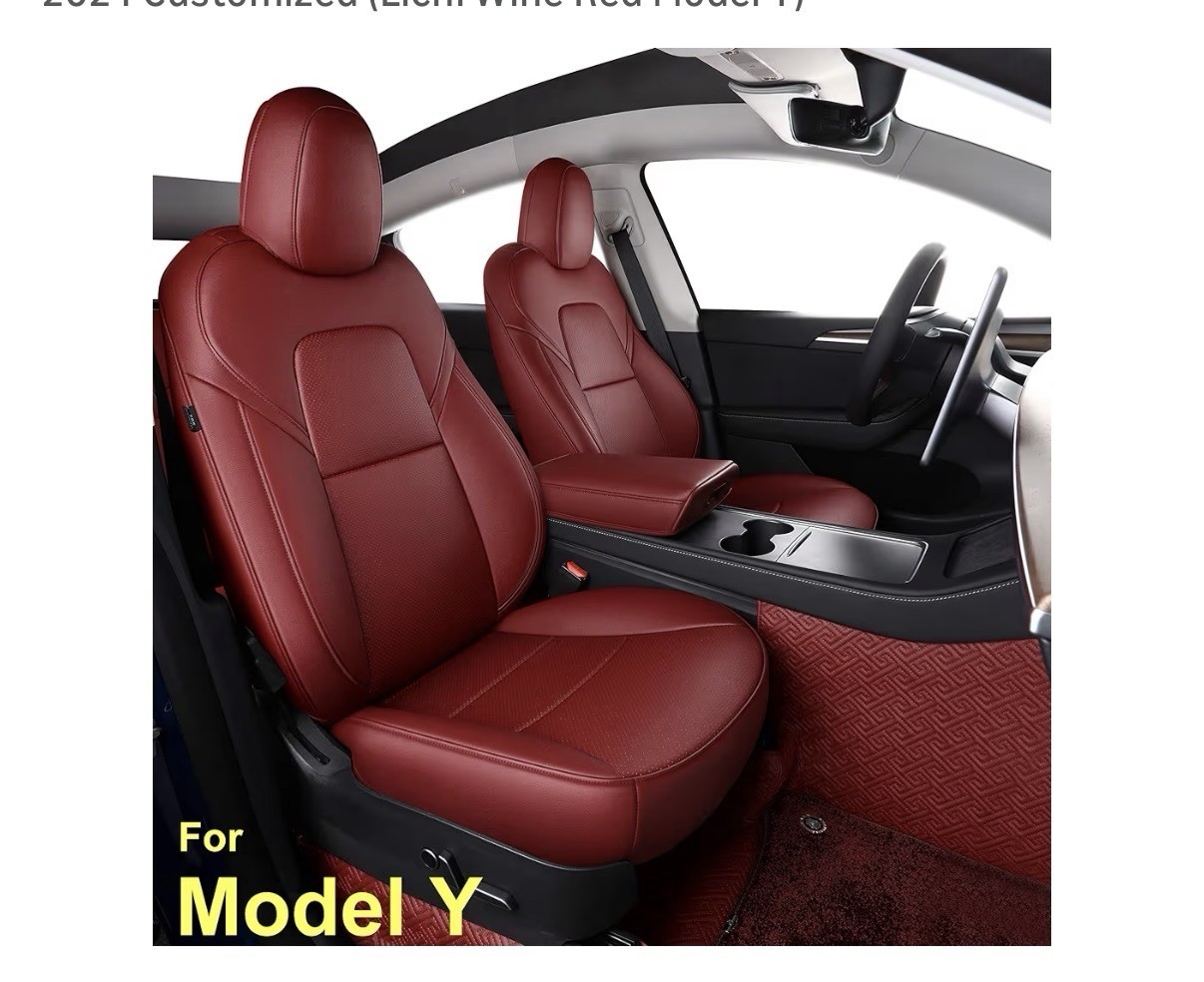 Tesla Model Y 2020-2024 Seat Cover 5 Seat Synthetic Leather Red Wine Tesla Model Y 2020-2024 Seat Cover 5 Seat Synthetic Leather Red Wine