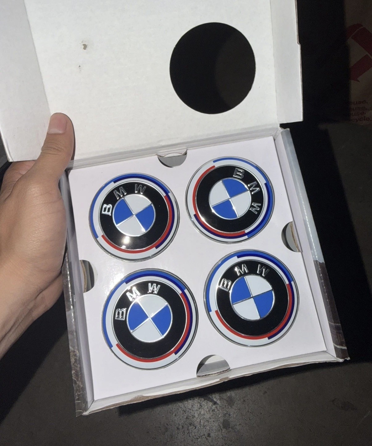 BMW 50th Anniversary  Wheel Self Leveling Floating Centre Caps 68mm Hub Cab Set
