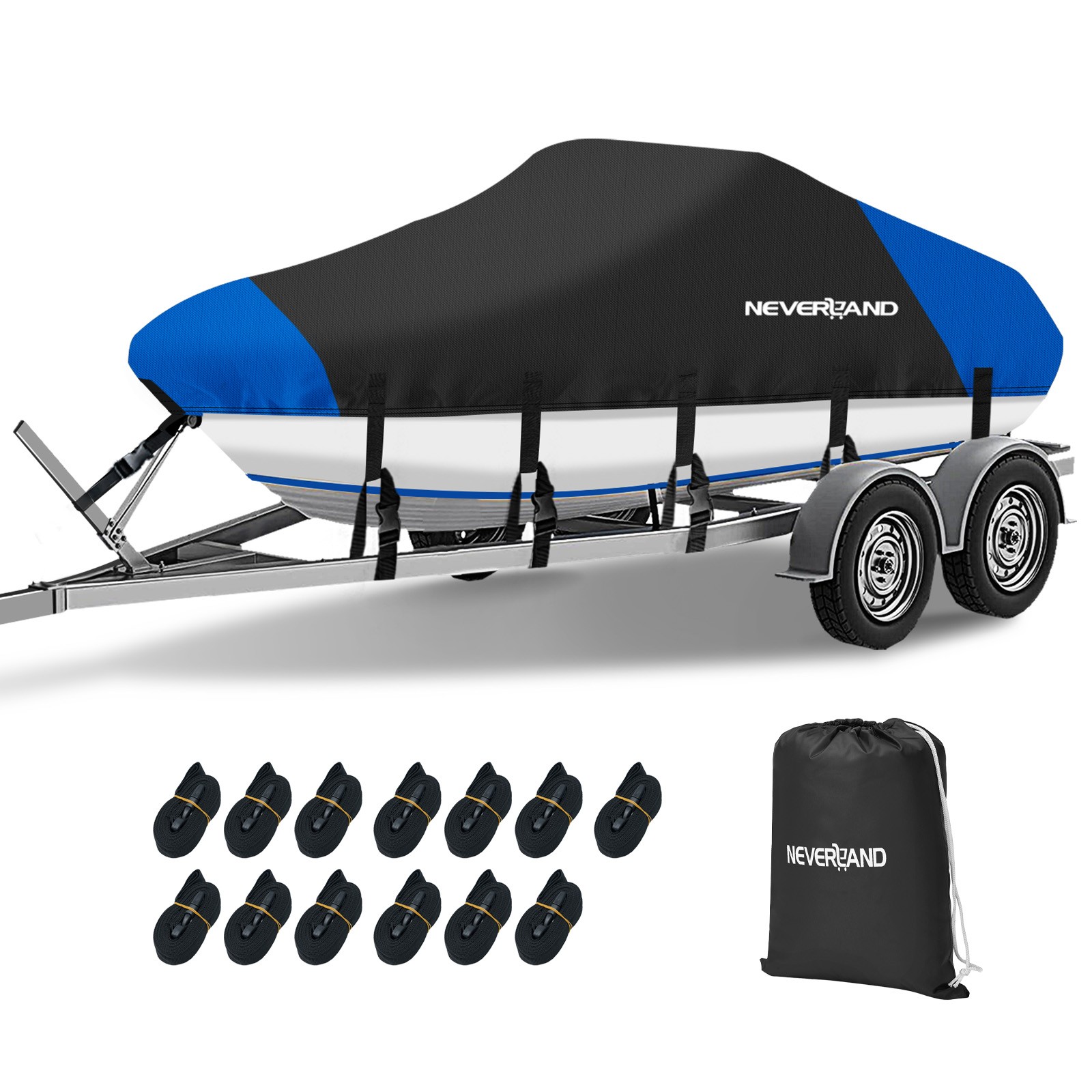 17ft 18ft 19ft Trailerable Waterproof Boat Cover 210D V-Hull Fit up to 102\